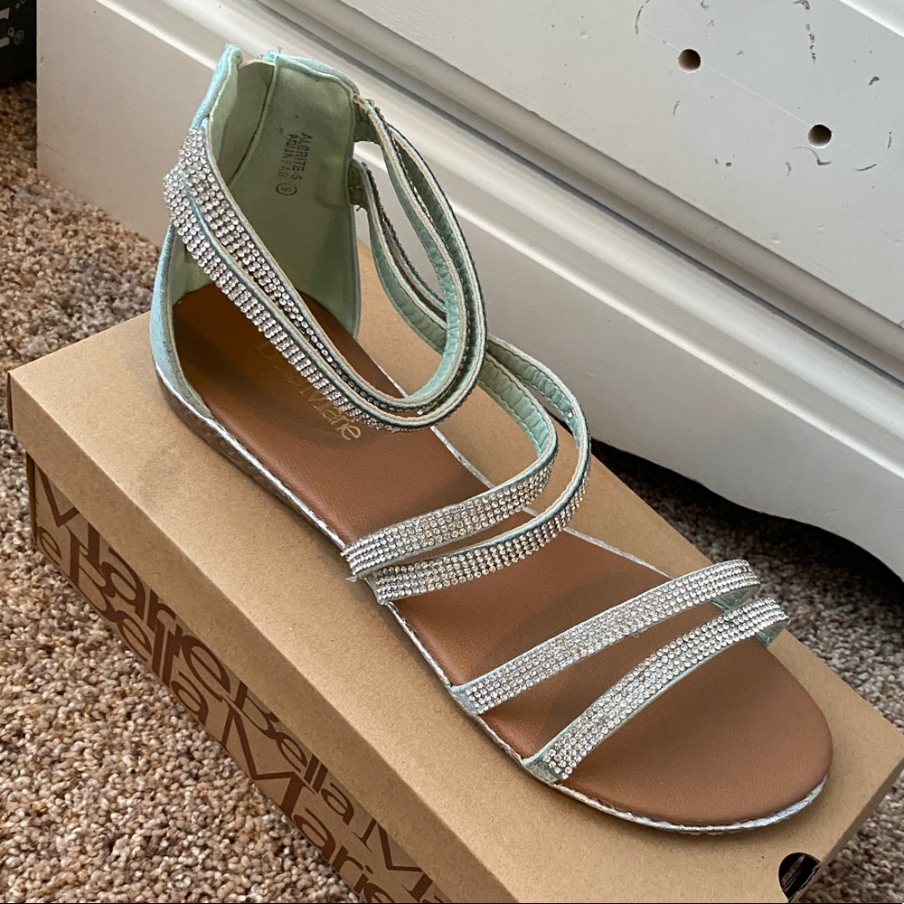 Bella Marie Rhinestone Albrite Strappy Sandal Mint